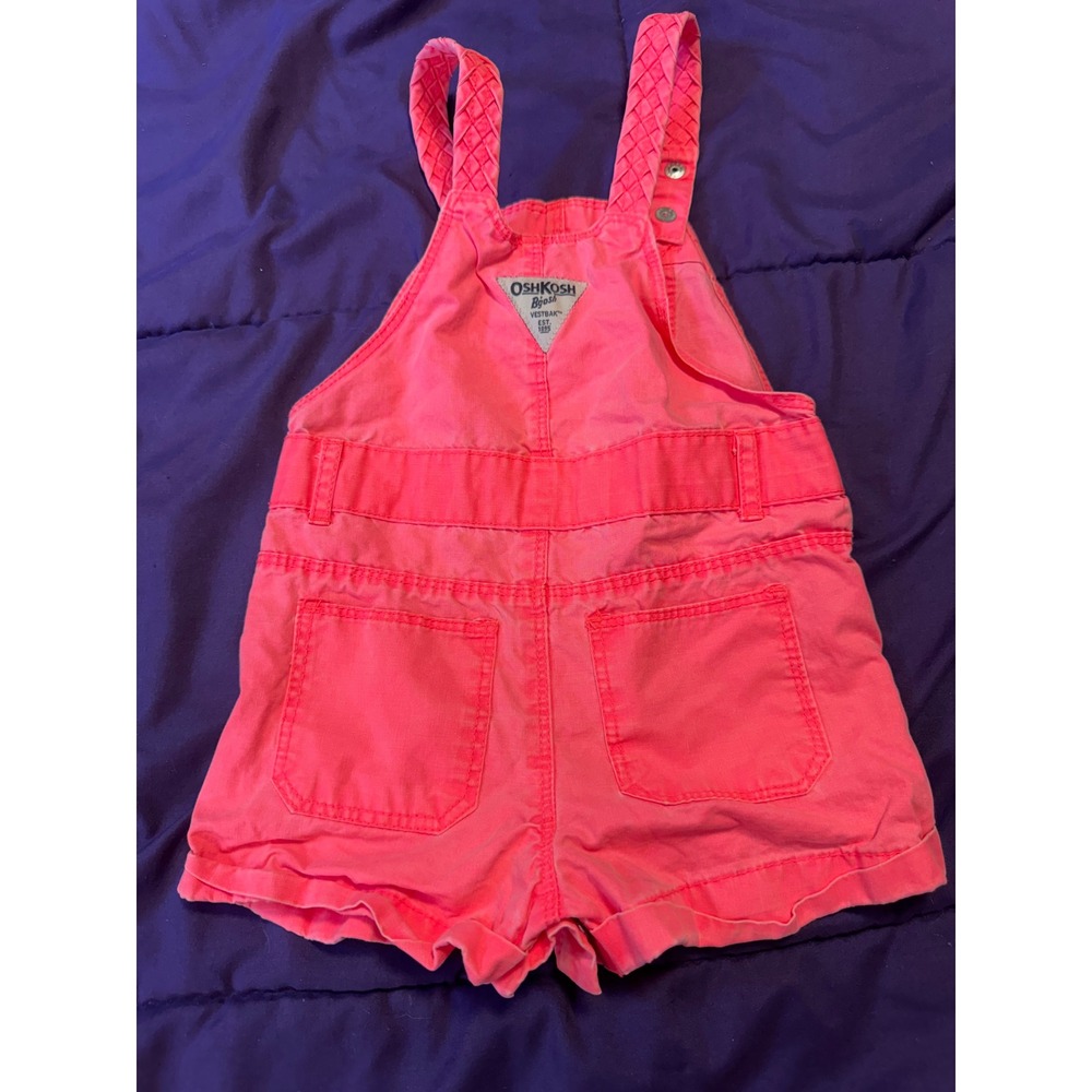 OshKosh Bgosh Neon Pink Braided Strap Cotton Shortall Overalls 18M